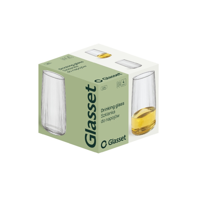 Szklanki do napojów ryflowane 38449 Lyra 509 ml 4 sztuki Glasset