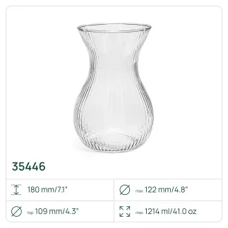 6x Wazon ryflowany 35446 Lyra 18 cm Glasset