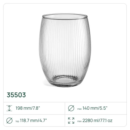 6x Wazon ryflowany 35503 Lyra 19.8 cm Glasset