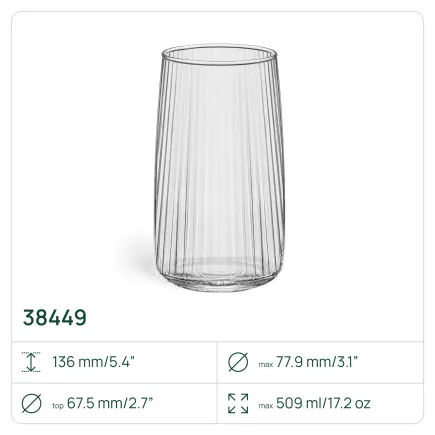 8x Szklanki do napojów ryflowane 38449 Lyra 509 ml 4 sztuki Glasset