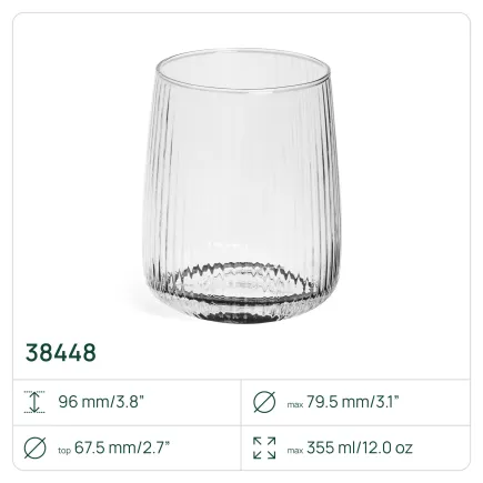 8x Szklanki do napojów ryflowane 38448 Lyra 355 ml 4 sztuki Glasset
